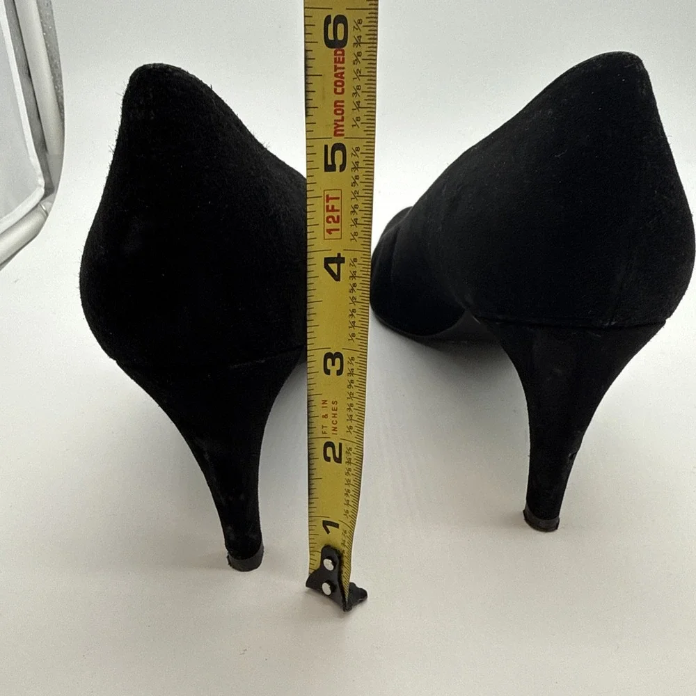 Stuart Weitzman Black Suede Pump Heels Pointed Toe Stiletto Women's 10M Spain
